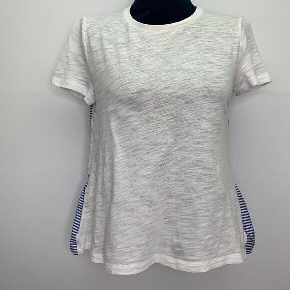 Kate Spade XS Ruffle Back Tee T Shirt Blue Stripe - Picture 1 of 9